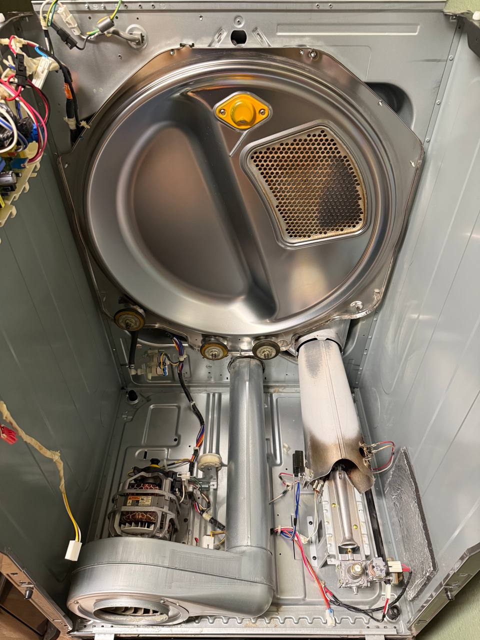 After dryer repair with the internal lint buildup cleaned out